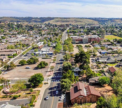 Aerial view of Midland Road from Old Poway Park south