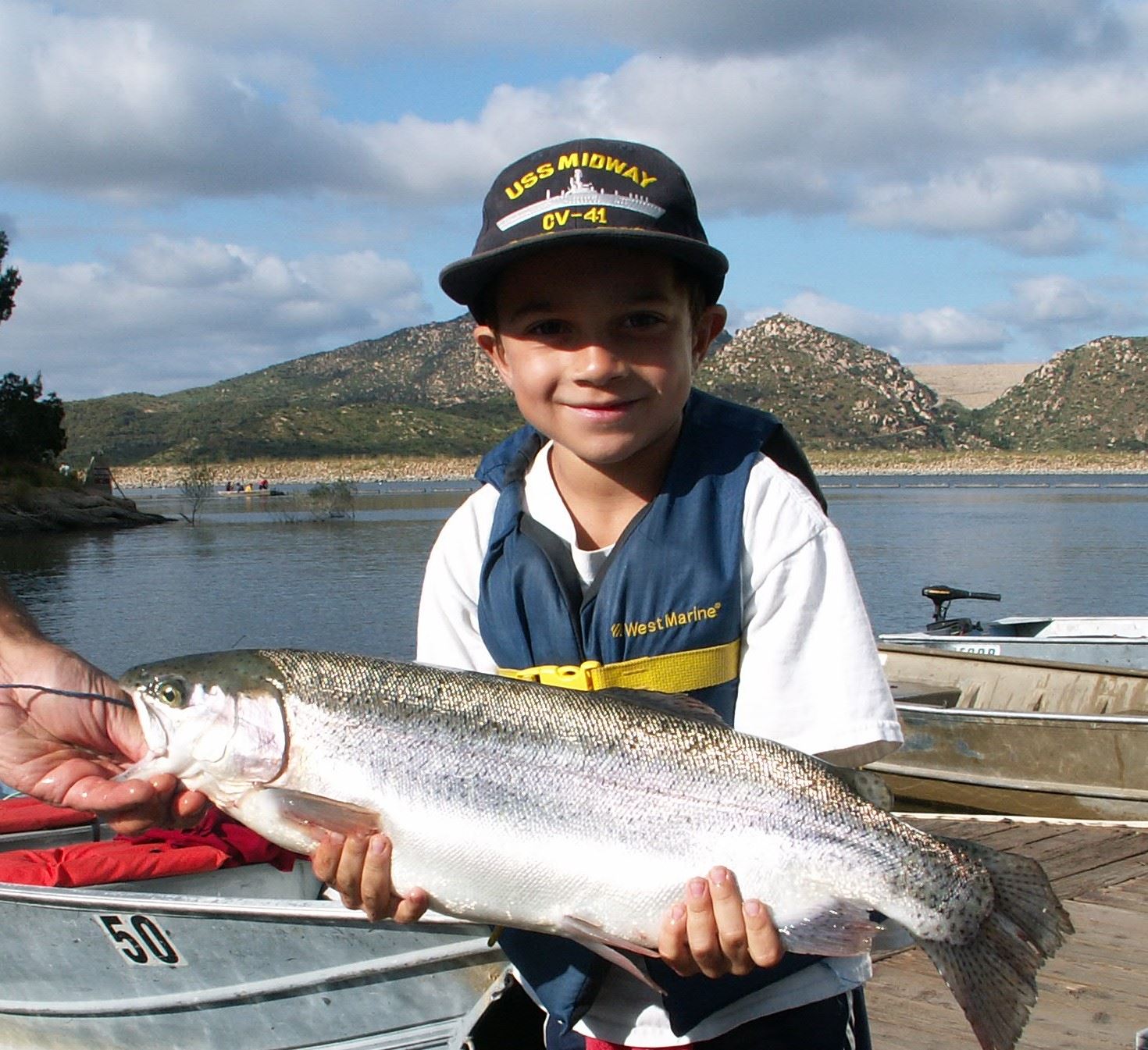 Michael Merren, age 6, Rancho Bernardo, 26 Mar 7lb, nightcrawler, trolling center of lake, unassiste