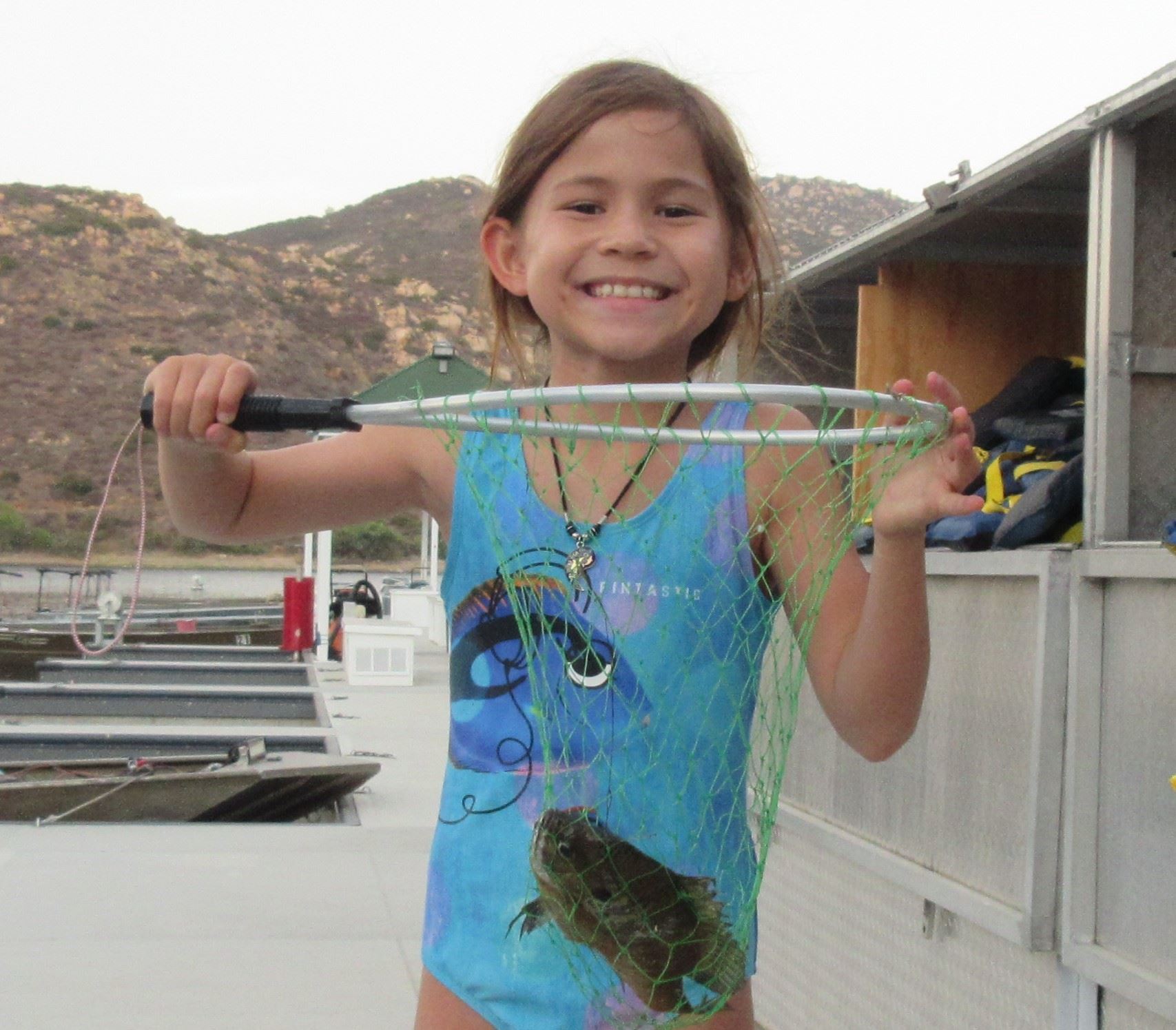 9yo Penelopi First Fish Ever 8oz Bluegill 13 July 18 Fishing Pier Nightcrawler