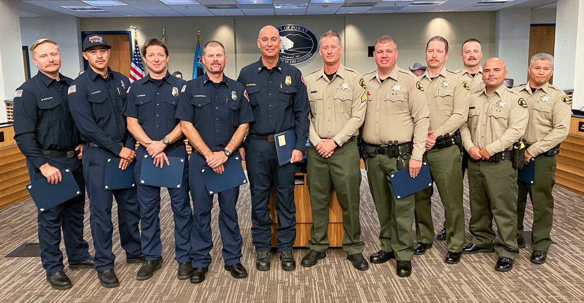 Firefighters and deputies recognized for lifesaving actions at the Nov 7 council meeting