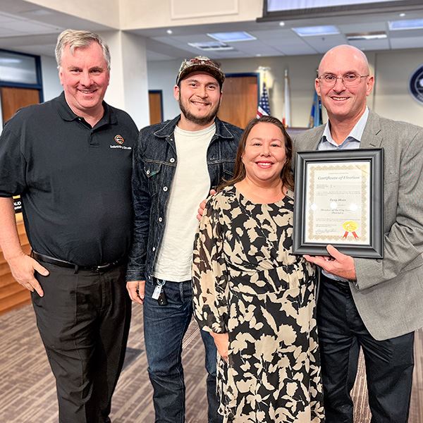 Tony Blain with family after oath of office