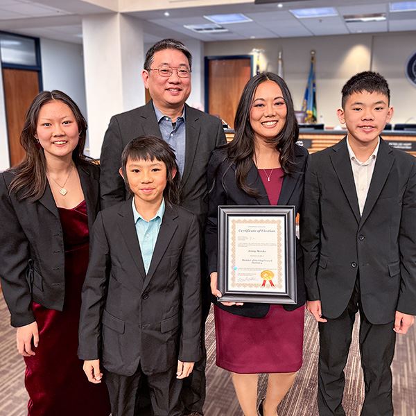 jenny maeda with family after oath of office