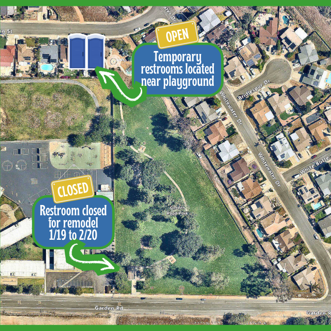 Map of Garden Road Park temporary restrooms