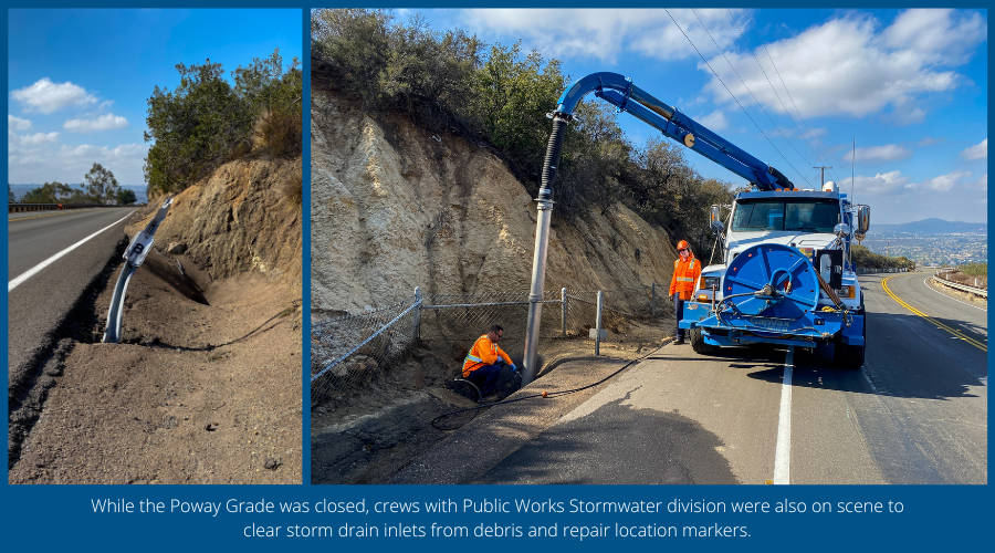 Street Maintenance Spotlight - Stormwater clearing drains during Poway Grade closure